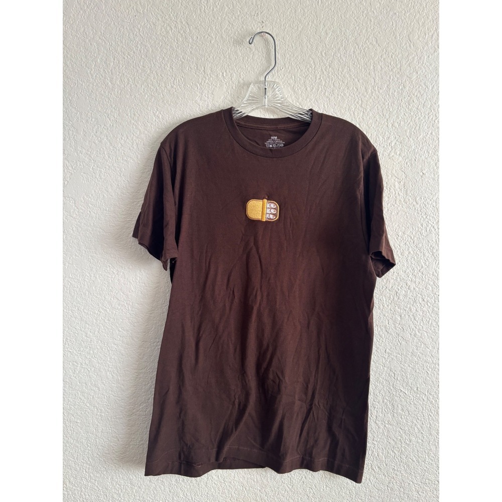 Unbranded Sardine Tin Embroidered T-Shirt Size Medium Brown Short Sleeve Tee